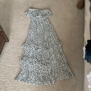 Green floral strapless maxi